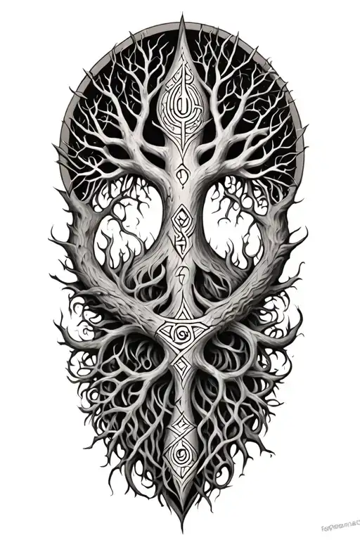 Yggdrasil With Norse Runes