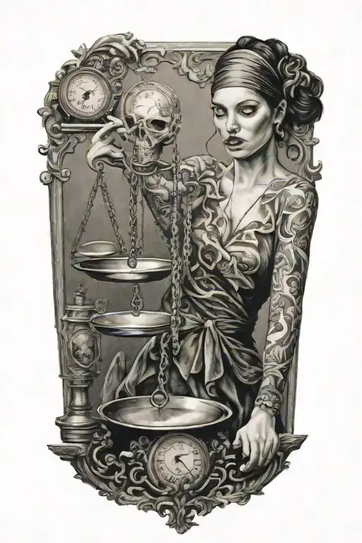 Blindfolded Woman Holding Scales