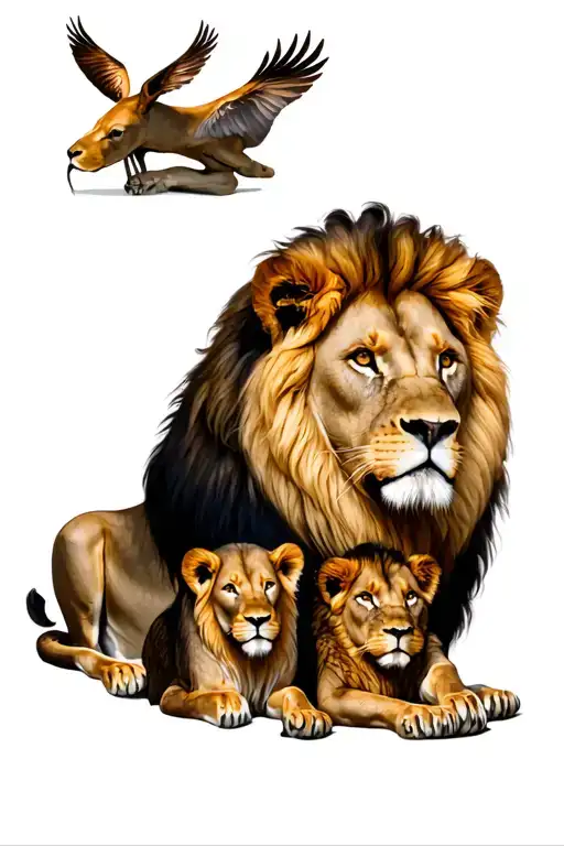 Realistic Lion Family