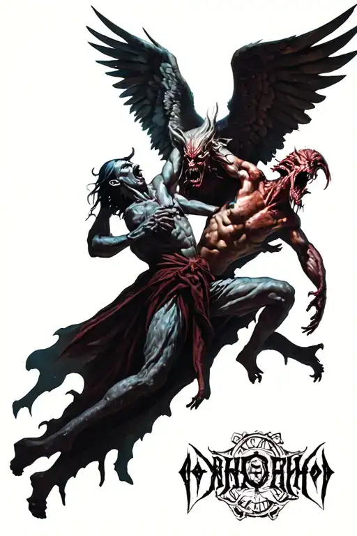 Angel And Demon And Monster Fighting Wraith From