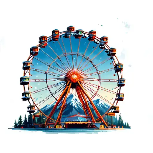 Ferris Wheel With Mount Rainer