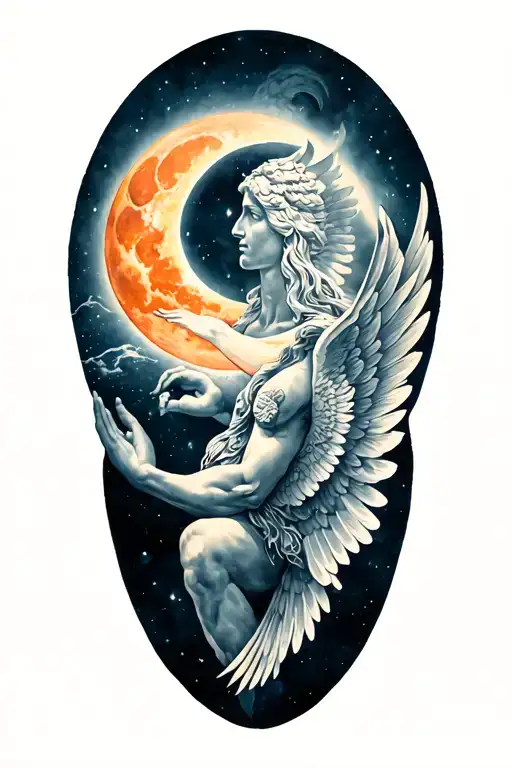 Icarus Tattoo That Touches The Sun And Moon