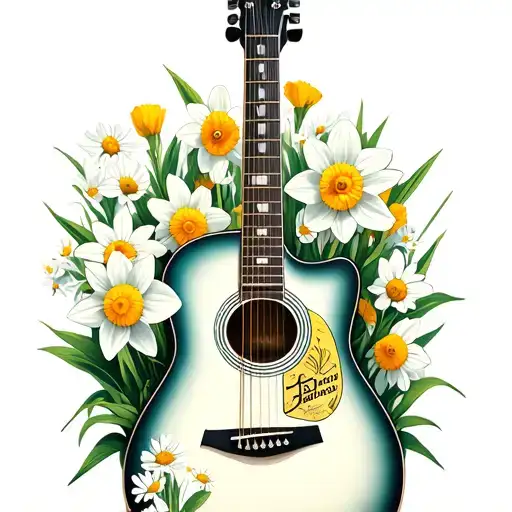 Gibson Sunburst Acoustic Guitar Add Daffodils And Daisies