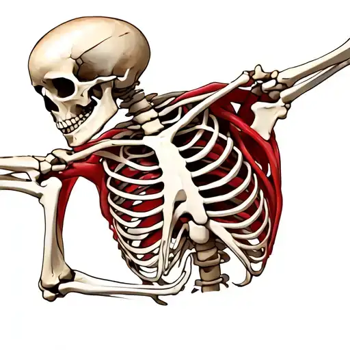Skeleton With Its Arms Out And Inside Of The Ribcage Add In A Anatomically Accurate