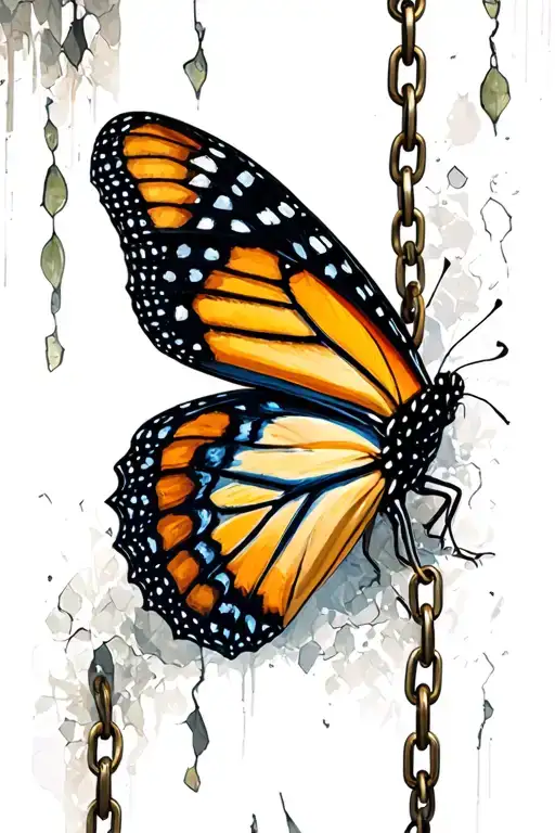 Monarch Butterfly On A Broken Chain