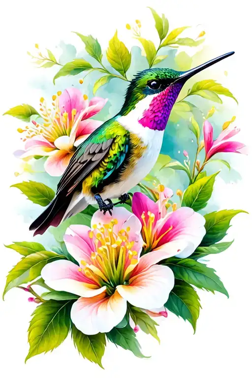 Hummingbird And Honeysuckle