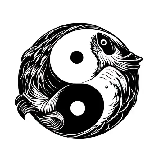 Pisces Round Ying Yang Logo Incorporated