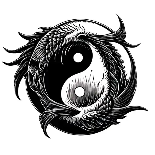 Pisces Round Ying Yang Symbol