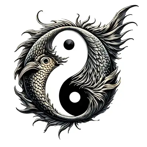 Pisces Round Ying Yang Symbol