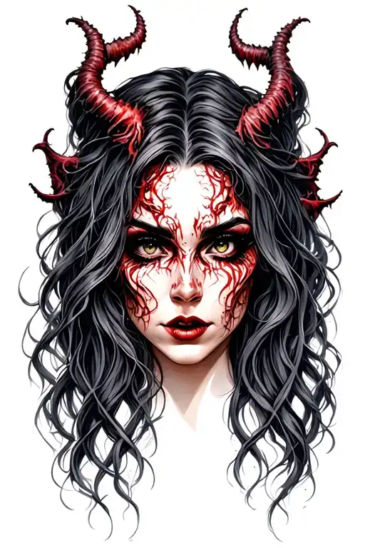 Demonic Lady Head With Long Hair