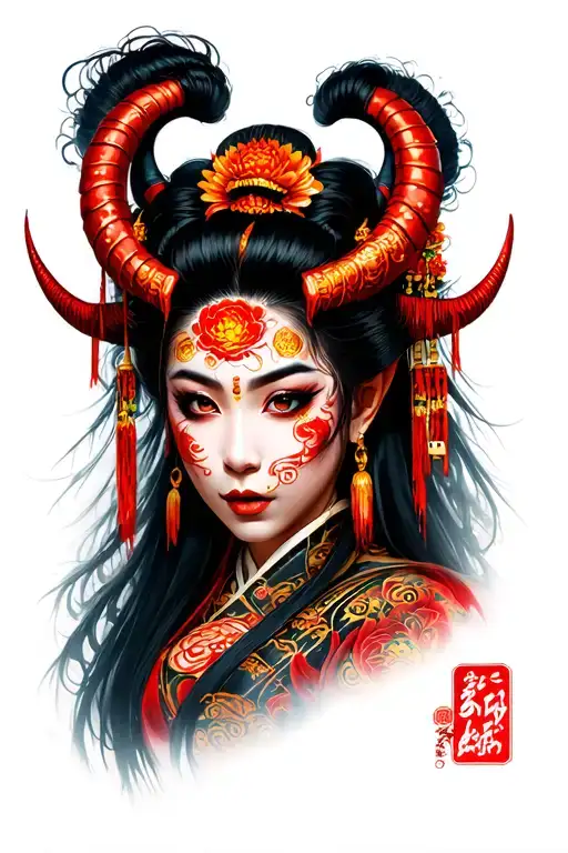 Japanese Oni With Pretty Woman Face