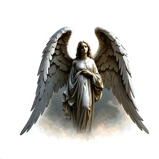 A Tattoo From An Angel With Wide Wings Without A Head