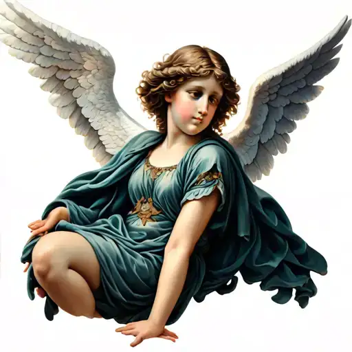 A Tattoo From An Angel With Stretched Wings Without A Head