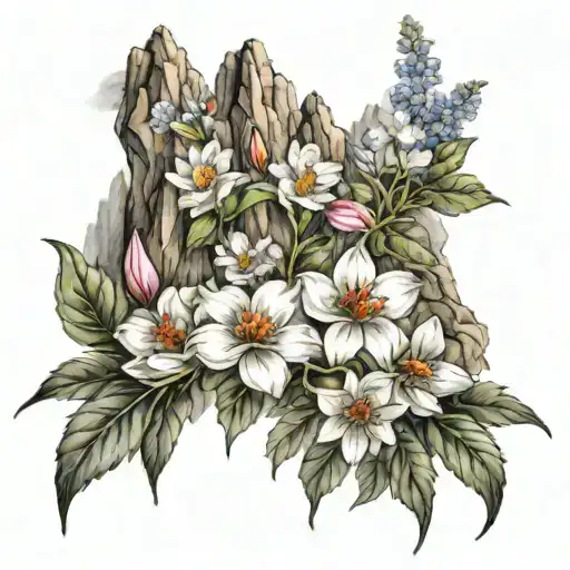 Austrian Mountians Filled With Blooming Flowers