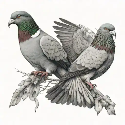 Two Pigeons Flying Above The Alphes