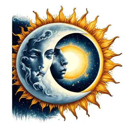 Sun Moon Merging Together