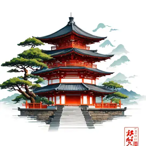 Japanese With Temples And Brand