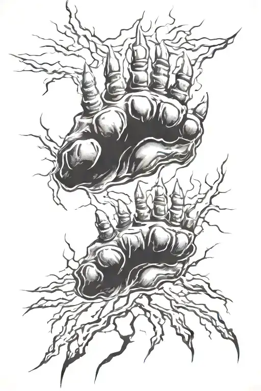 Bear Paw With Lightning Bolt Scratches Across Full