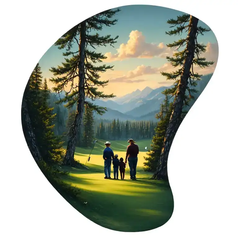 Pine Forest Scene And Family On Golf Course And Ansel Adams