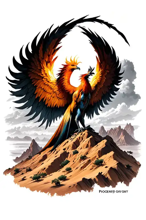 Phoenix Rising From Desert Scape That Transforms