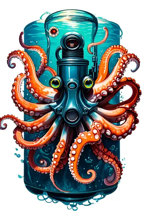 Octopus And Scuba Tank