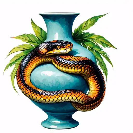 South America Vase And Feathered Mitic Snake