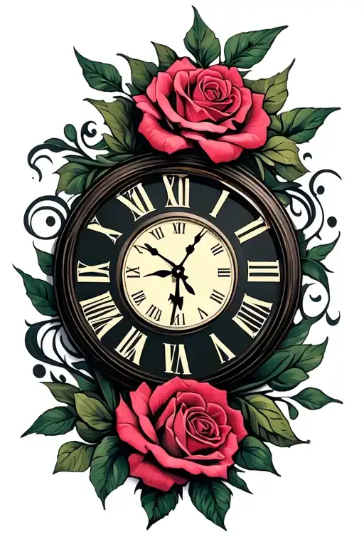 Tribal Numeral Clock With Roses