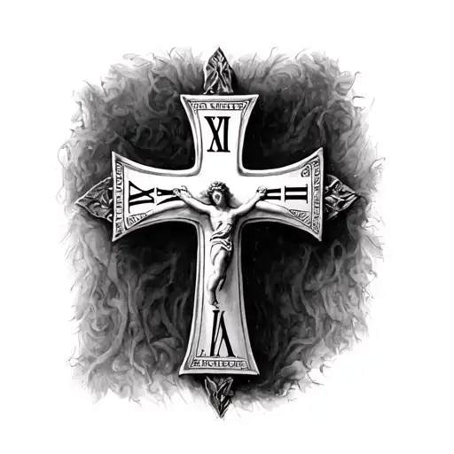 Cross With Roman Numerals Representing Important Dates
