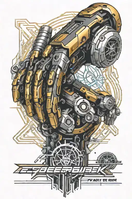 Cyberpunk Arm Black Silver Gold With Militech Logo