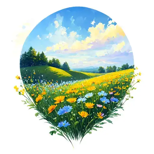 Rolling Hills And Wildflowers