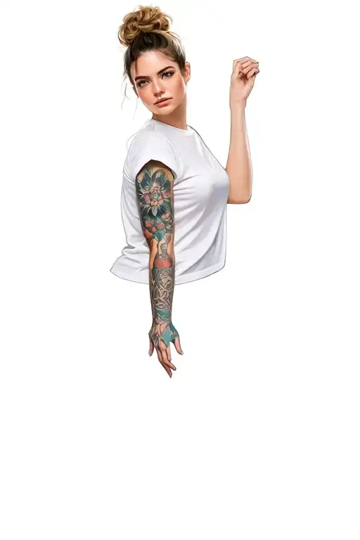 A Woman Wearing A White T - Shirt