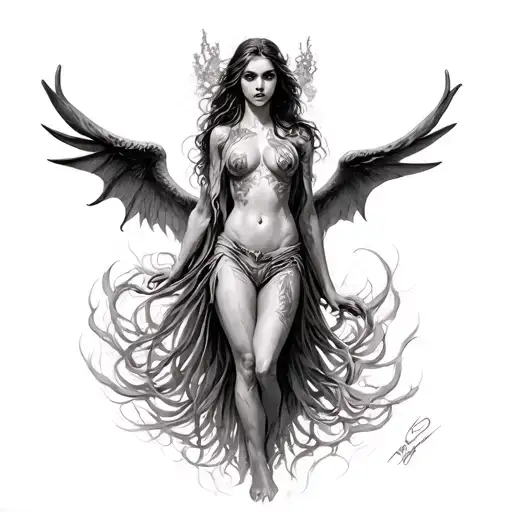 Lilith Who Tries To Escape From Eden And Lucifer Who Goes Away