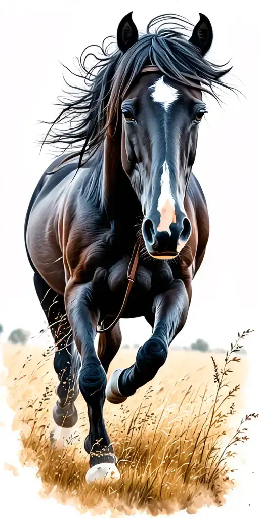 Horse Galloping Through A Field