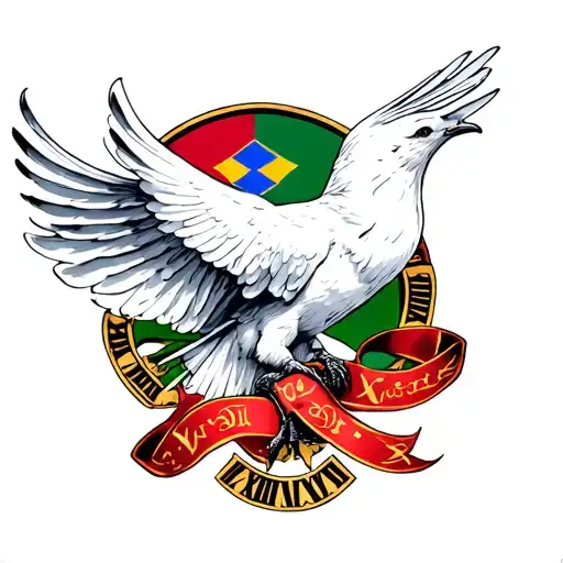 Dove With Ribbons And Roman Numeral Letters With Haitian Flag