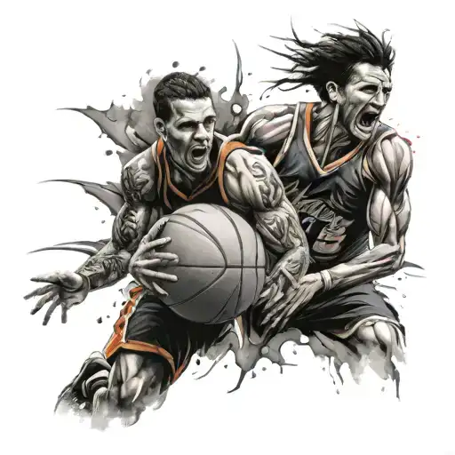 Football And Basketball Merged Together