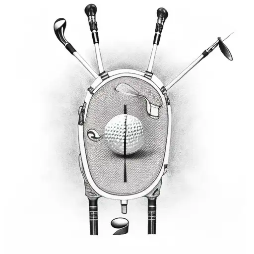 A Traditional-style Tattoo Of A Golf Bag Filled With Musical Instruments
