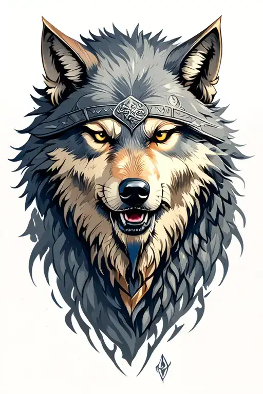 Odin Fighting Fenrir Viking Norse Wolf