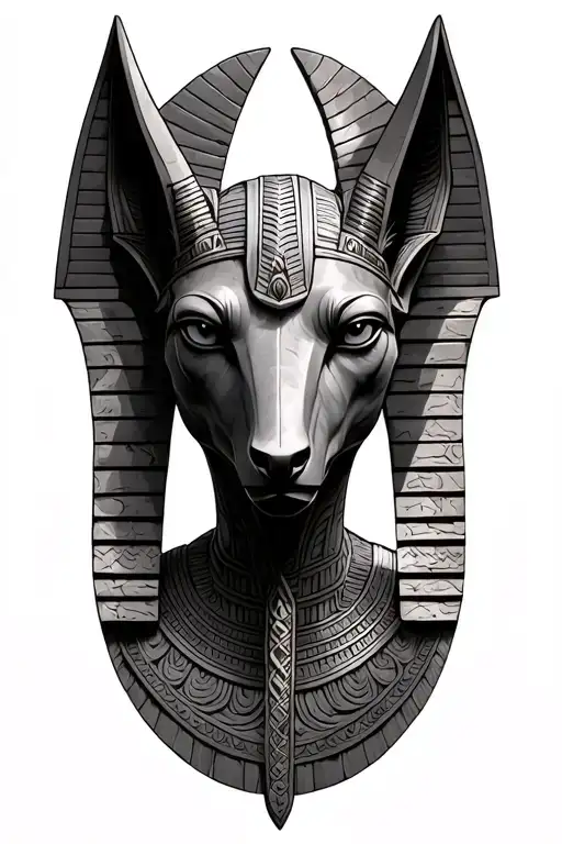 Realistic Realism Anubis Sculpture Style Like Its Carved In Stone Design Black And Grey