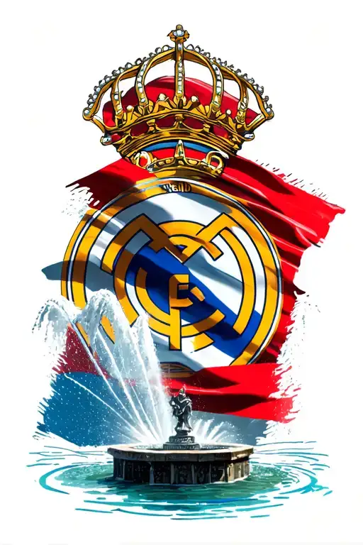 Madrid Cibeles Fountain Of With Real Madrid Flag Wrapped