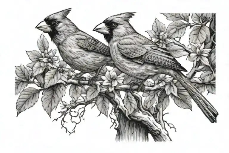 222 Withe Cardinal Perched