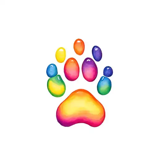 Cat Paw Print With A Rainbow Infinity Symbol