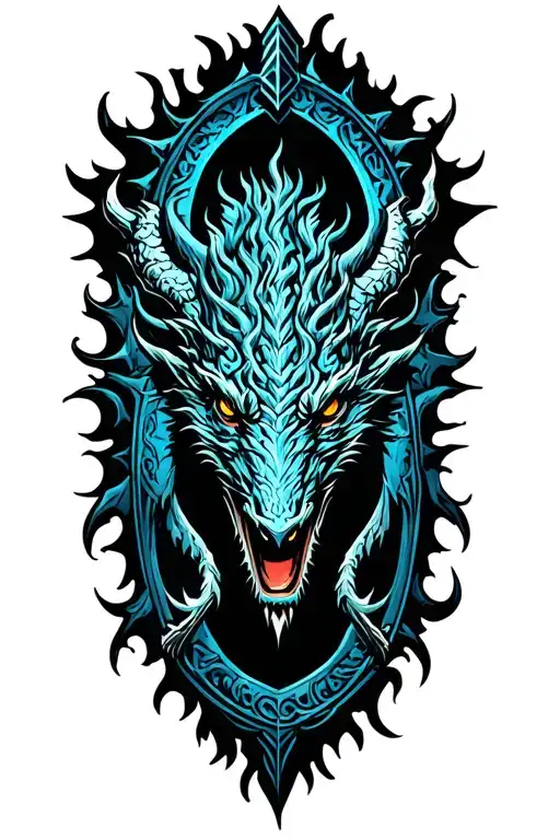 Nidhogg With Norse Symbol Surrounded