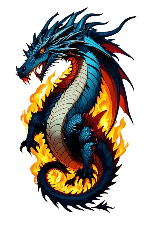 Norse Dragon Emerging Victoriously From The Ashes