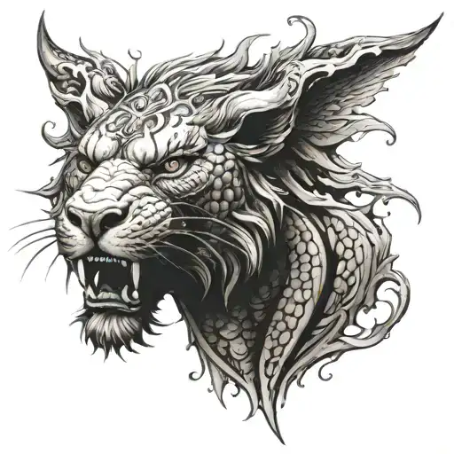 Sleeve With Dragon And Lion