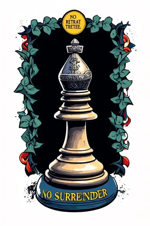 Knight Chess Piece With Latin Phrase No Retreat No Surrender