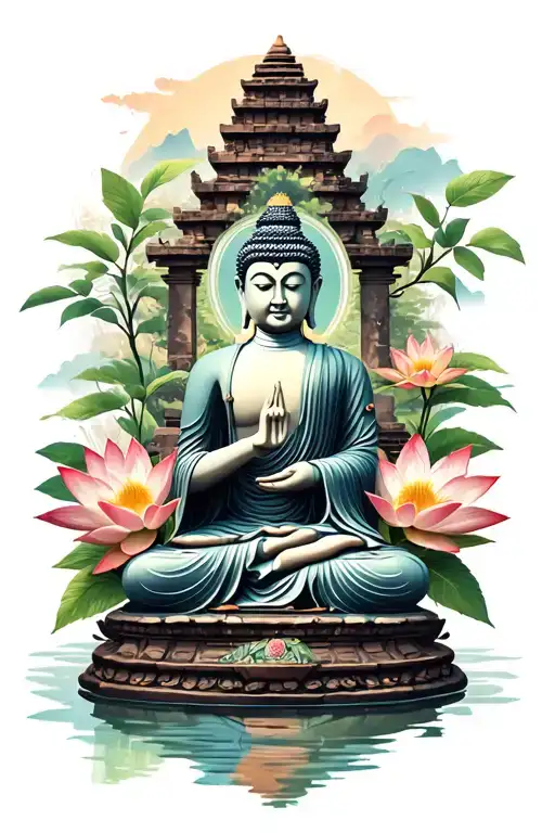 Buddha Lotus Flower Temple Ruins