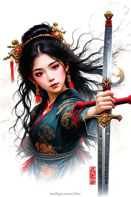 Chinese Princess Holding Sword