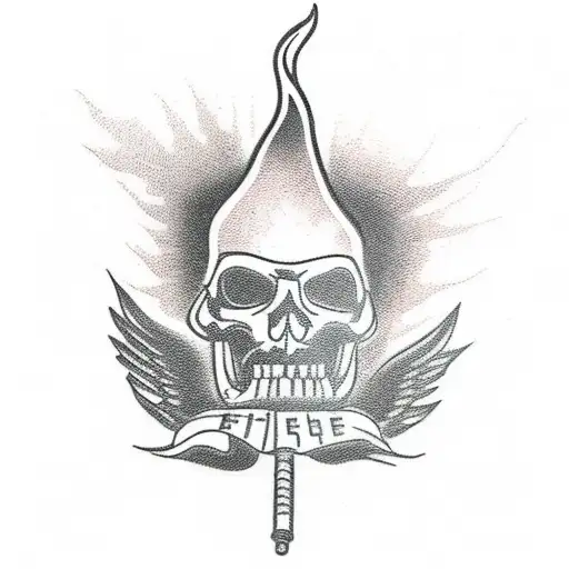 Flaming Candle With A Silhouette Of A Biker Riding Into The Sunset