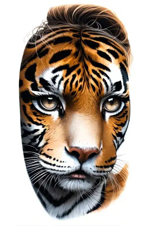 Girlfriends Eyes And Tiger Eyes Surrounded