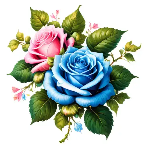 Add Blue And Pink Roses To The Left Side Of Caterpillars